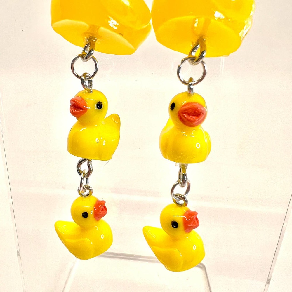 Large Rubber Duck Family Chain Earrings - Farm Earrings - Zoo Earrings - Picture 6 of 10